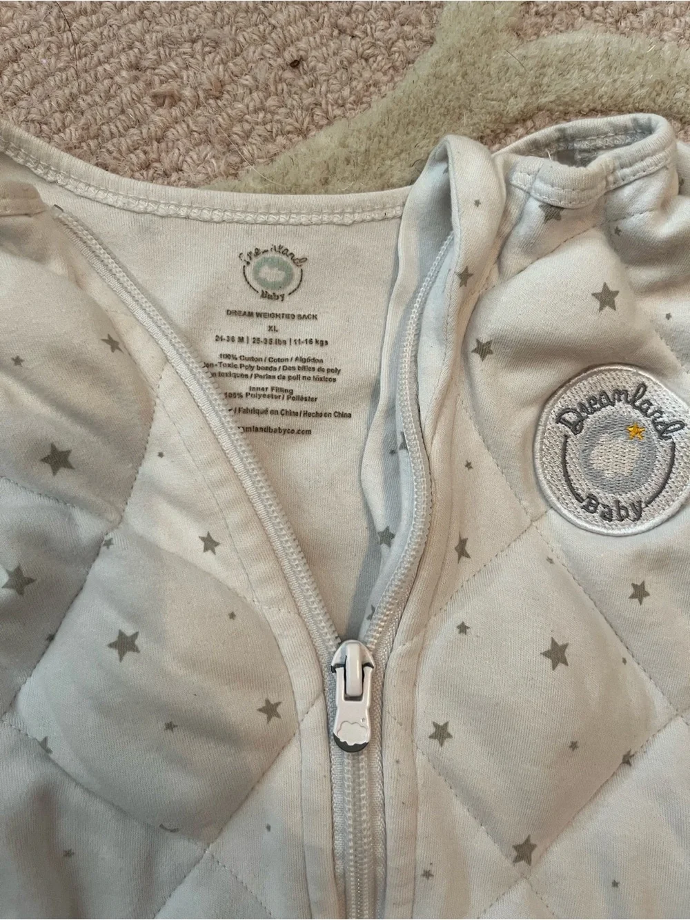 Baby Quilted Star Sleep Sack - Cream